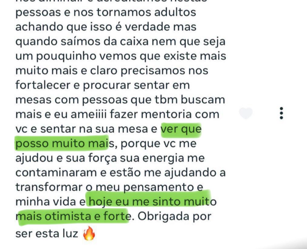 Relato sobre fortalecimento, otimismo e transformação de pensamentos